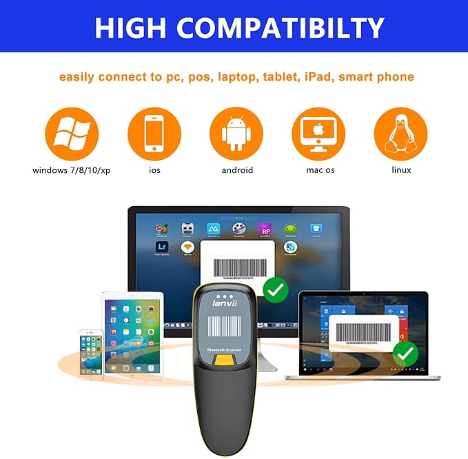 قارئ الباركود لاسلكي الجديد-LENVI-