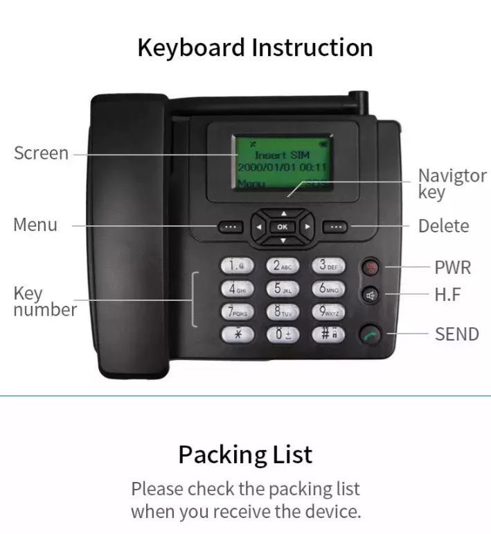 هاتف أرضي لاسلكي بشريحة وراديو مدمج