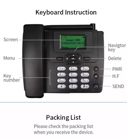 هاتف أرضي لاسلكي بشريحة وراديو مدمج